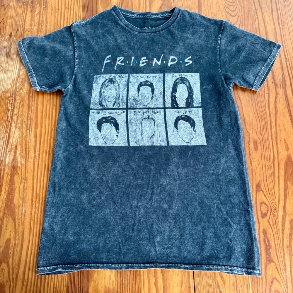 Friends Cast Graphic T-Shirt Washed Black Medium